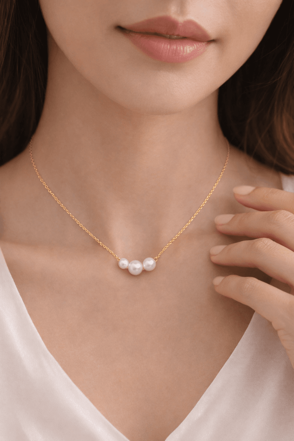 Triple Pearl Grace Necklace - View 1