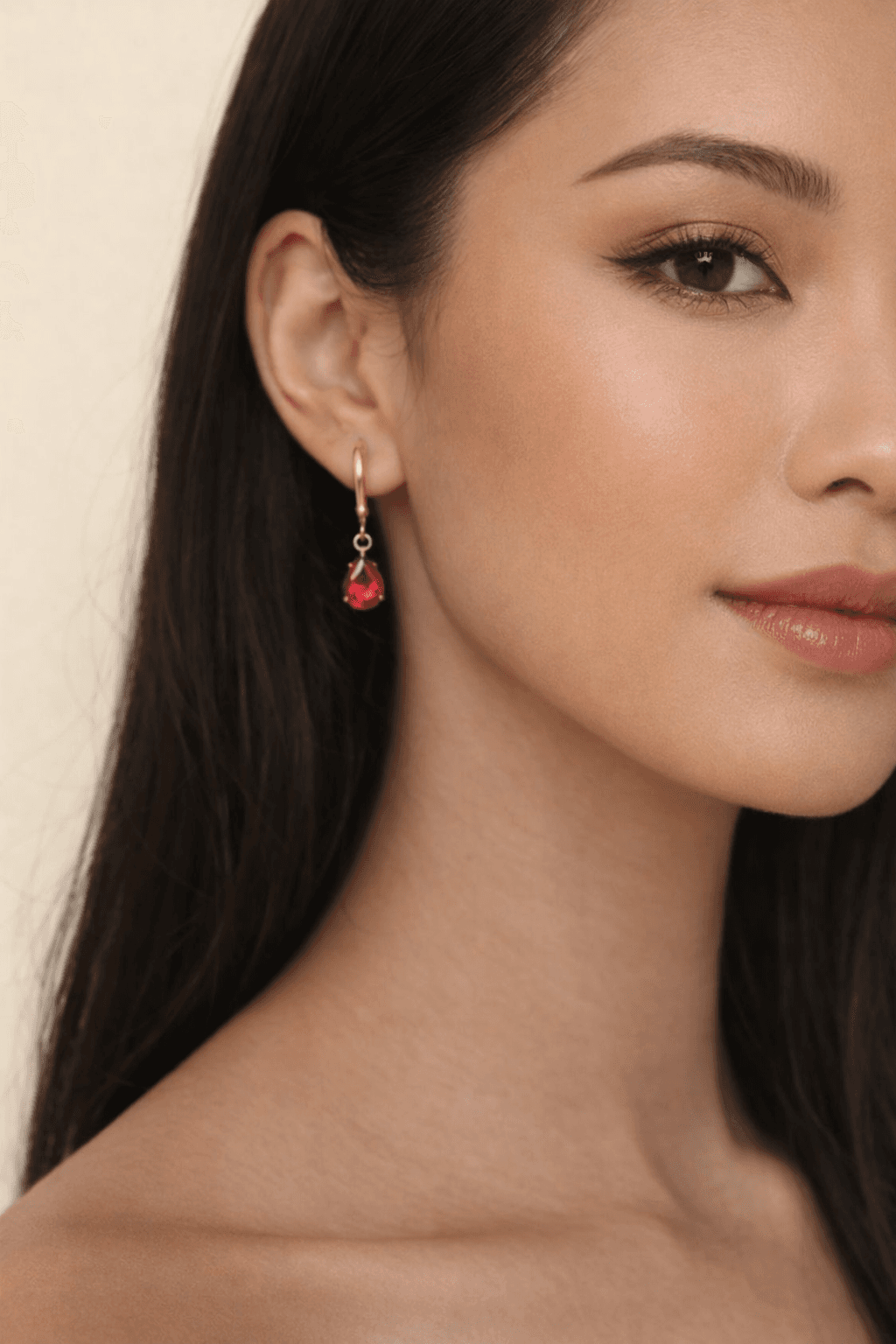 Ruby Teardrop Dangle Earrings - View 1