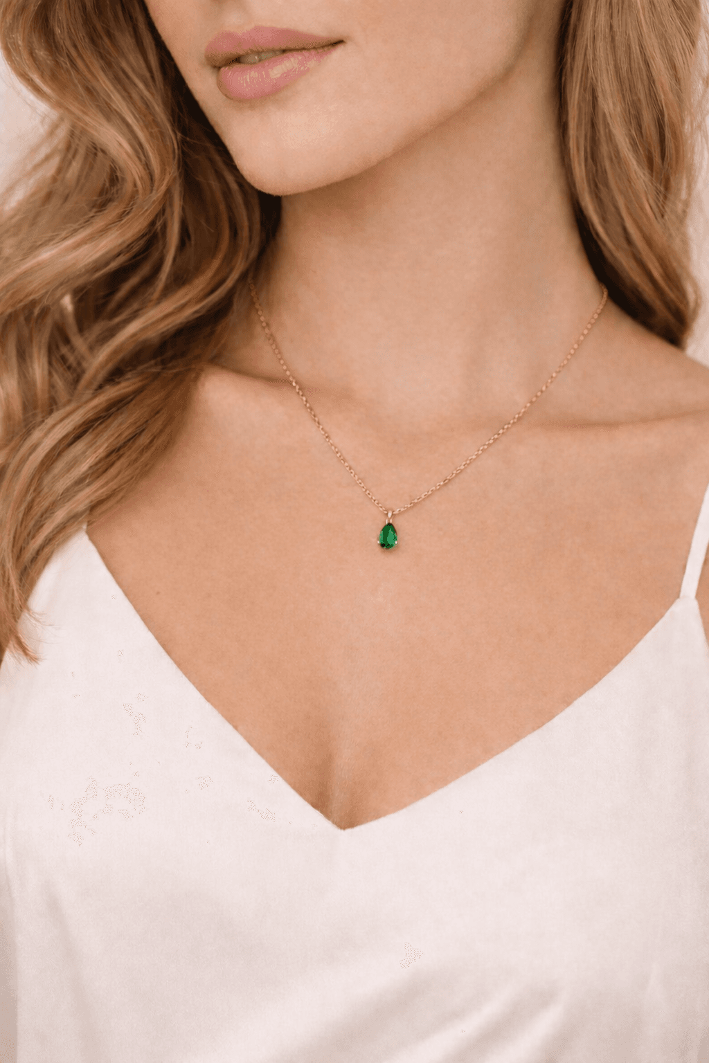Emerald Mini Drop Necklace - View 1